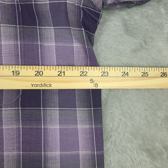 Alan Flusser Mens Medium Purple Plaid Long Sleeve  Button Up Flip Cuff Shirt - Picture 4 of 7